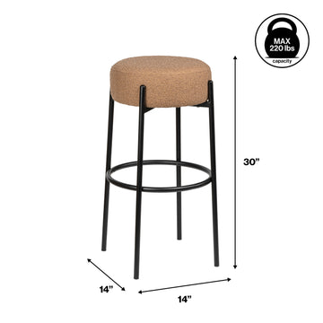 Paola Modern Metal/Bouclé Cushioned Counter & Bar Stool